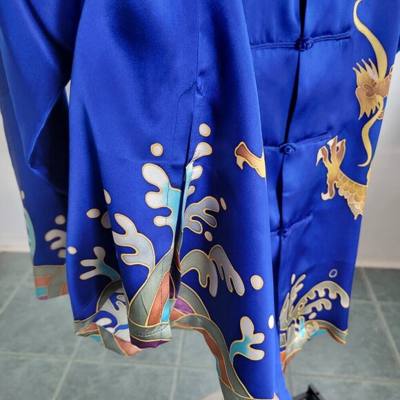 Taiquan/Tai chi Chinese Sapphire Blue Embroidered Dragon Taifu Kimono (Size: XL) - Picture 7 of 16
